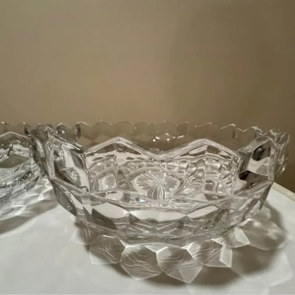 ONE Medium Diamond Cut Glass Bowl (1 of 2)